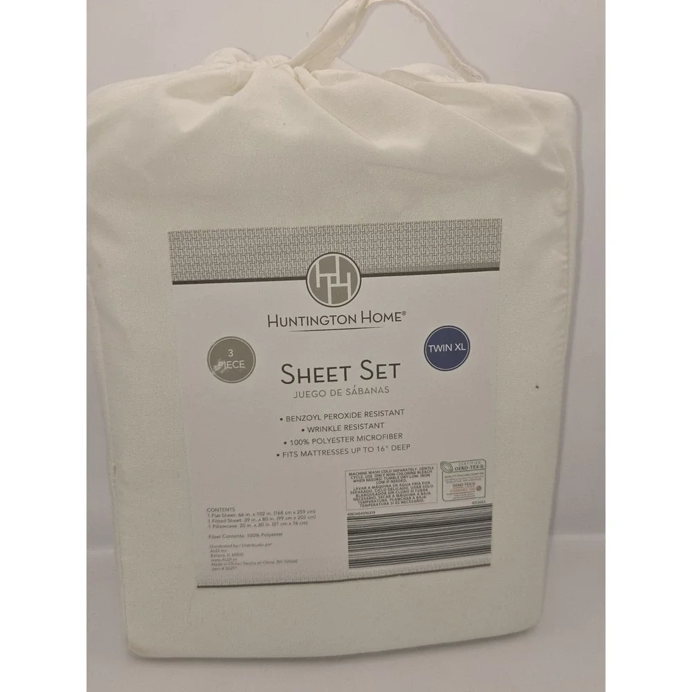 New Huntington Home White Twin 3 Piece Sheets